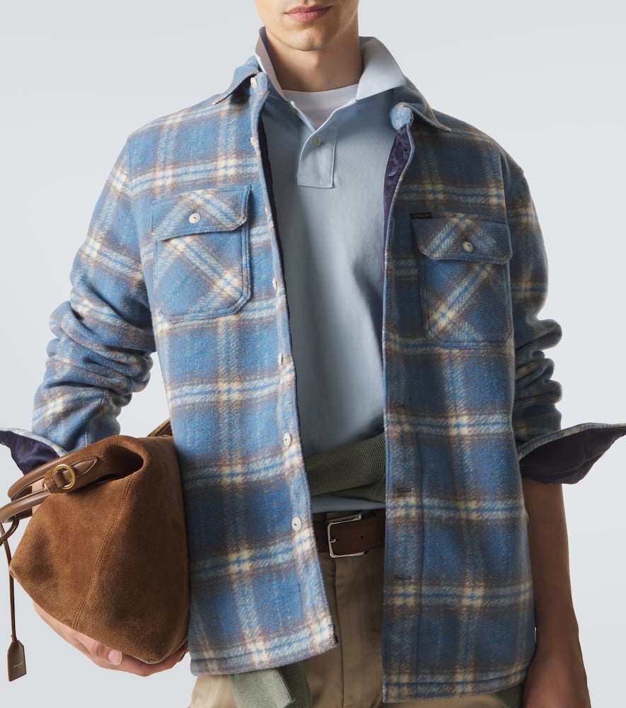 Plaid wool-blend flannel shirt