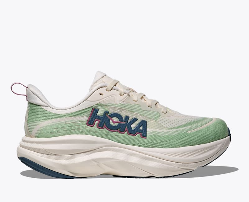 HOKA Women's Skyflow Shoes in Alabaster/Vintage Green