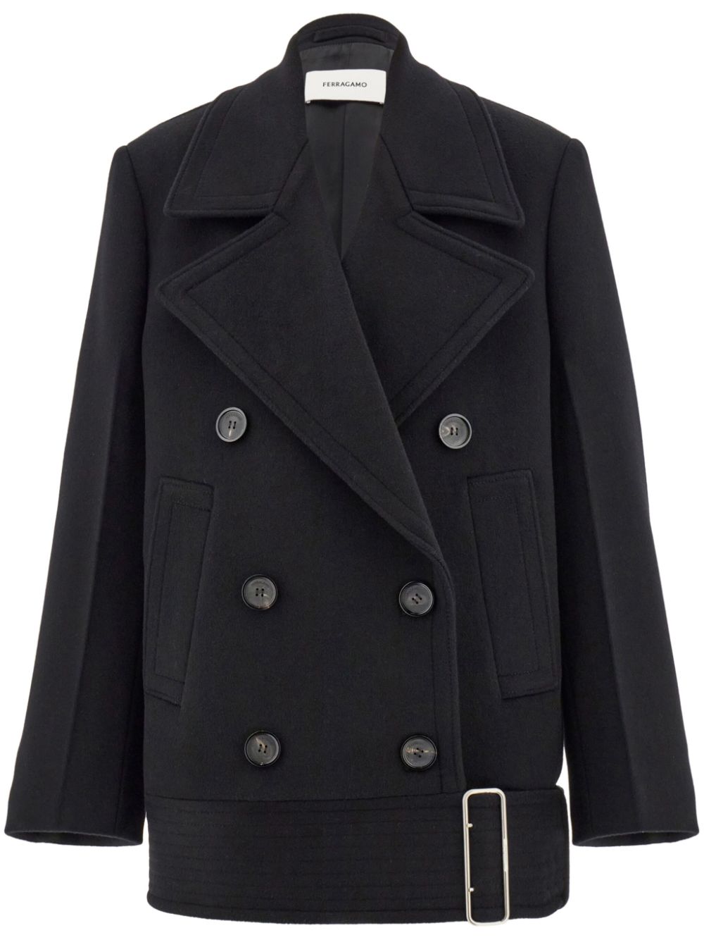 Brushed-finish peacoat - Black