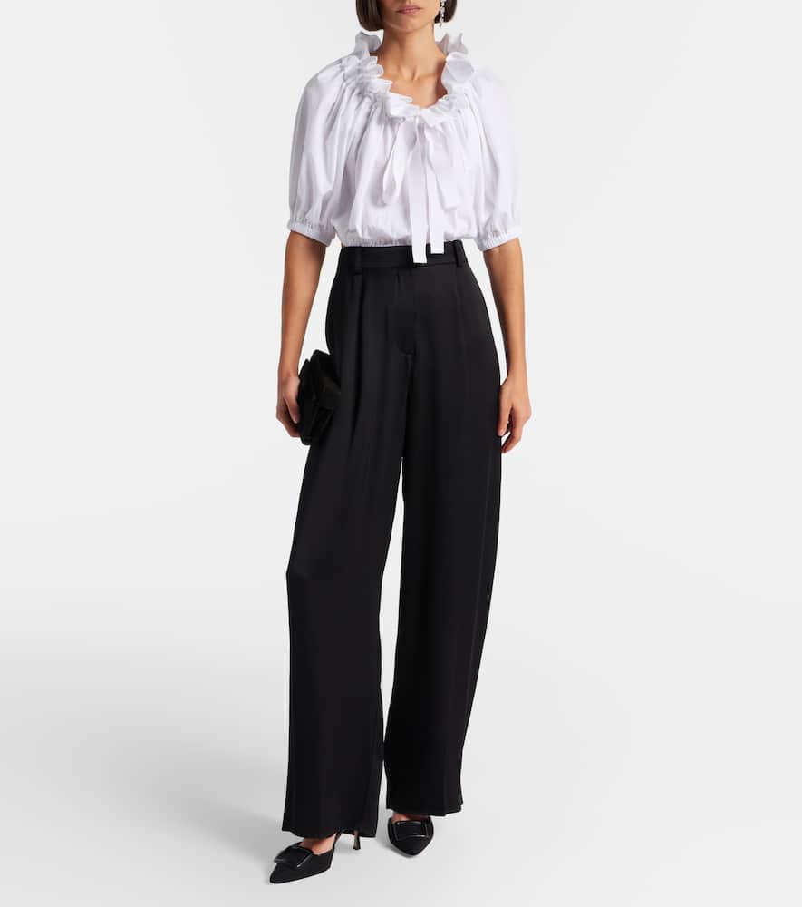 Ruffled cropped cotton top