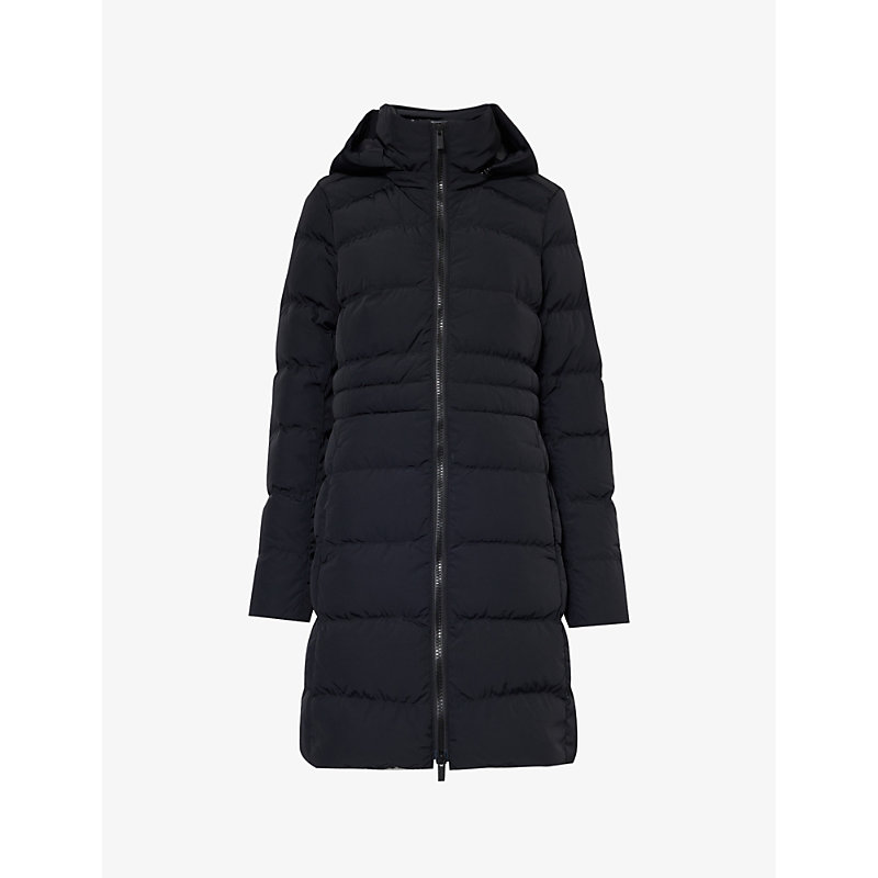Womens Black Aurora Brand-patch Shell-down Parka