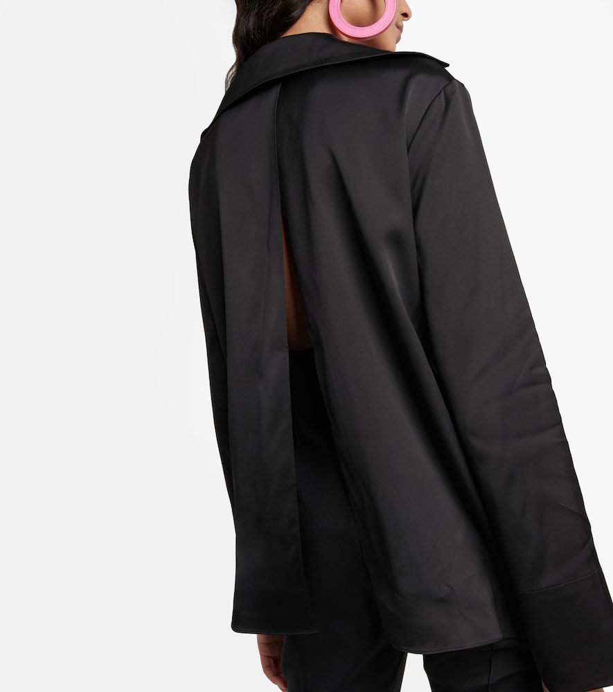Logo-charm satin shirt