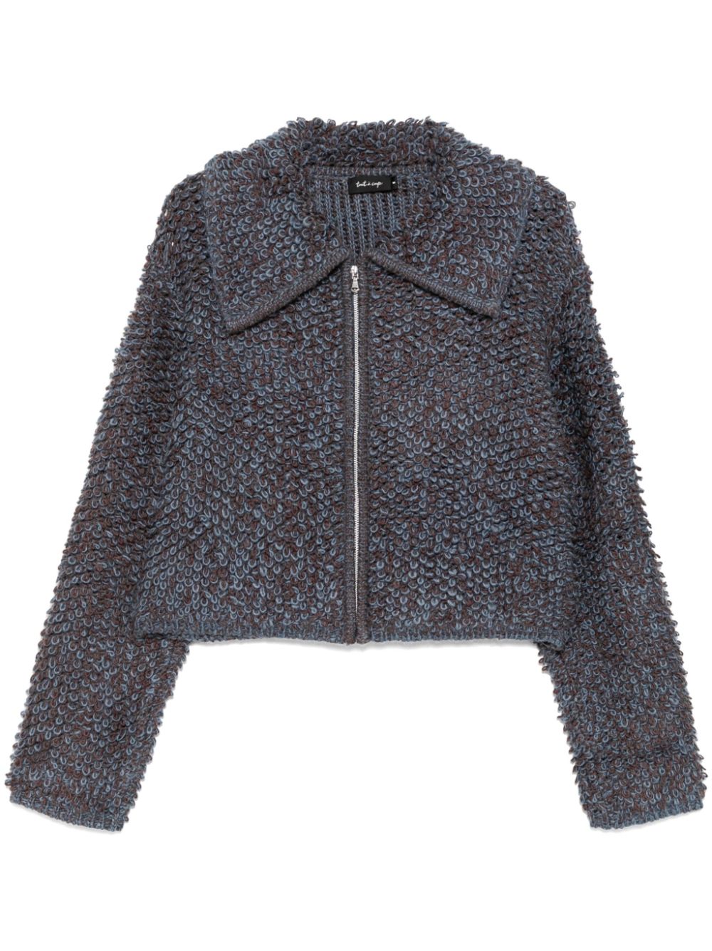 Textured zip-up cardigan - Blue