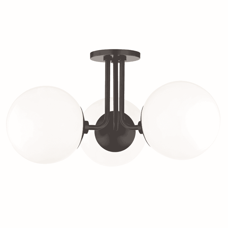 Old Bronze Three Light Semi Flush Mount from the Stella Collection