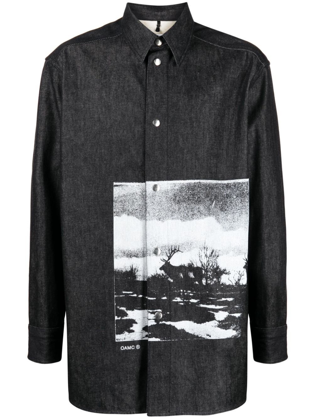 Graphic-print cotton shirt - Black