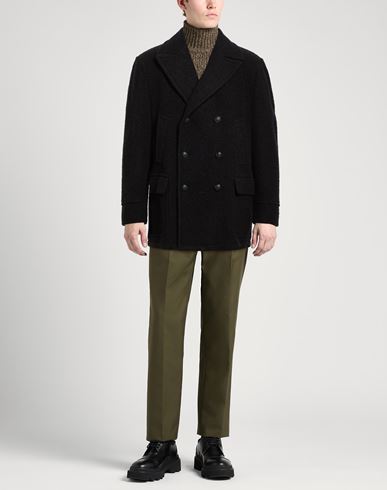 Per Al Duca D'aosta Man Coat Black Size 44 Virgin Wool, Polyamide, Cashmere