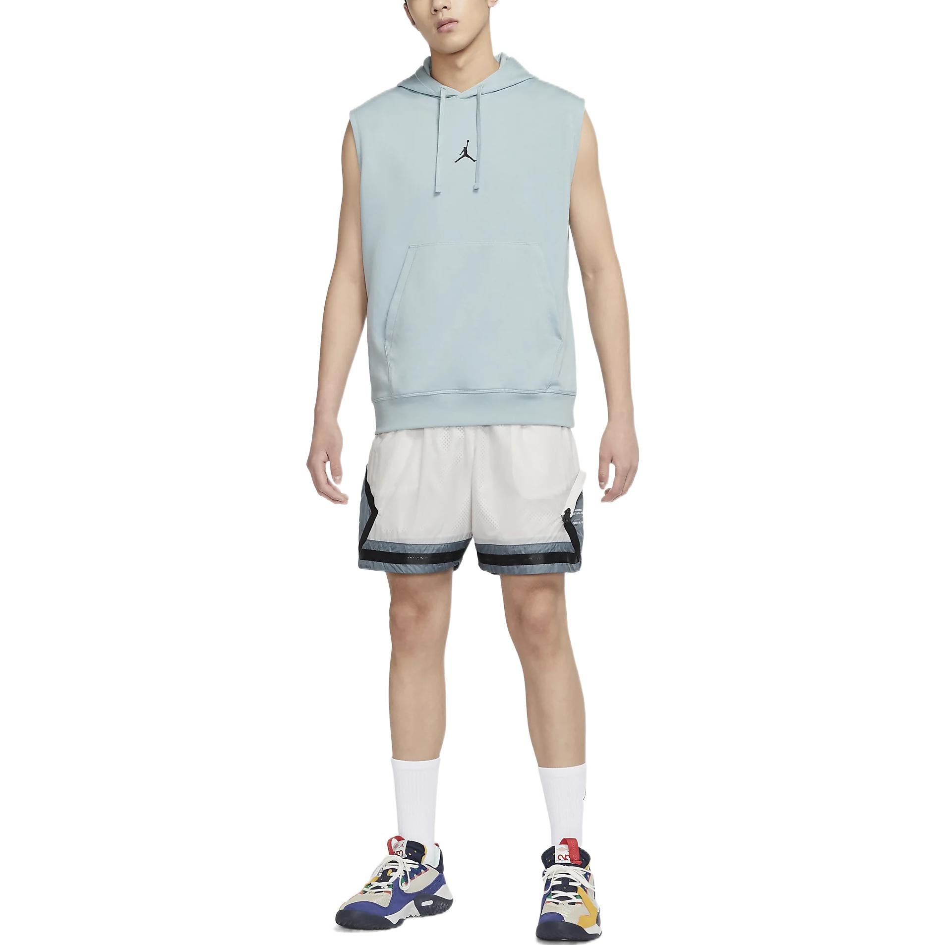 Dri-FIT Sport Sleeveless Breathable Solid Color Pullover hooded Vest Blue