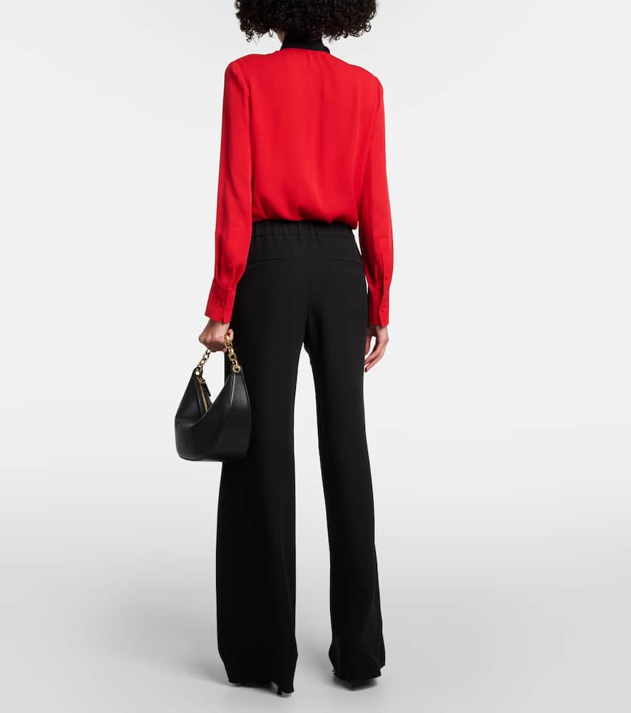 Mid-rise silk wide-leg pants