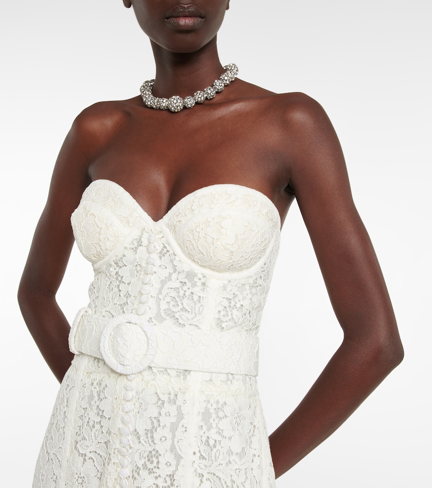 Sharie belted lace bustier gown