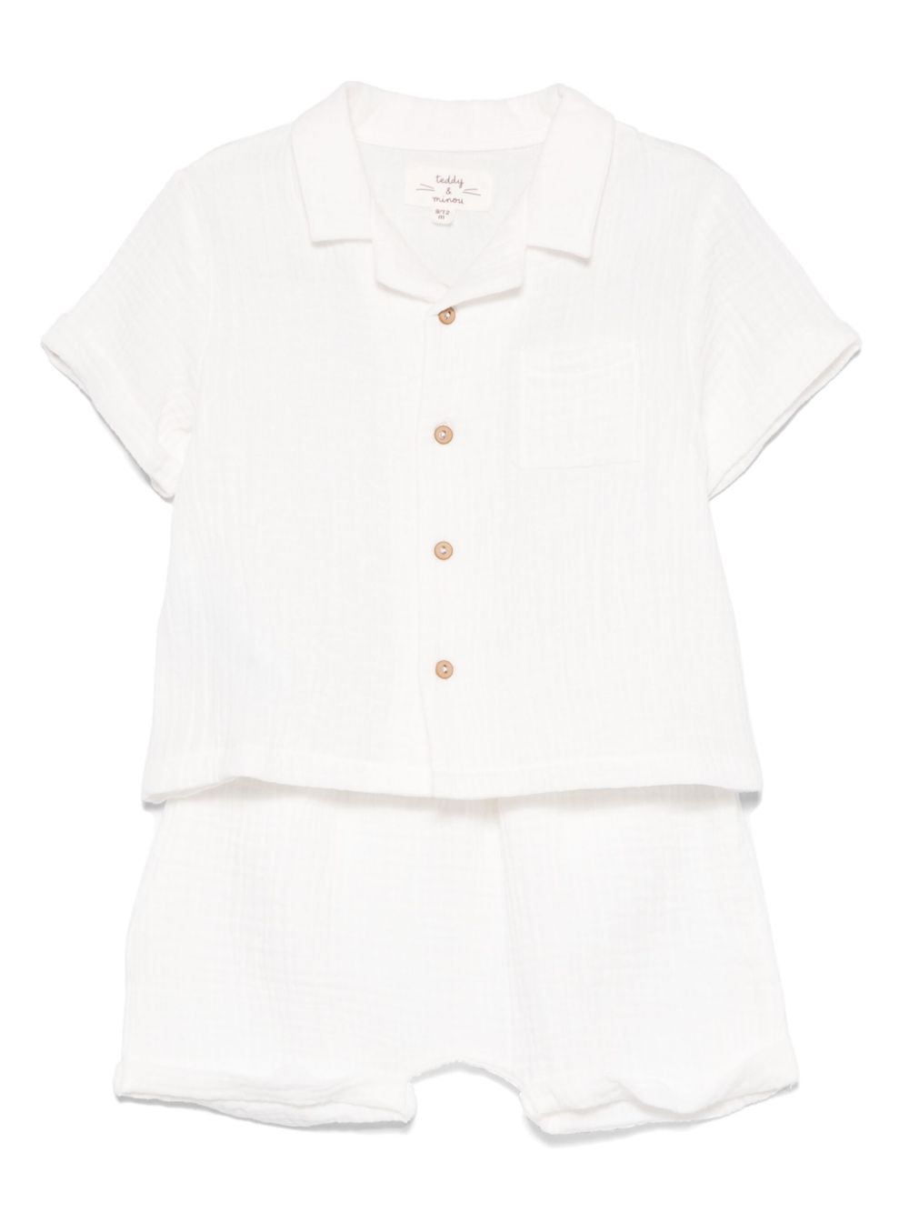 Textured shirt and shorts set - White