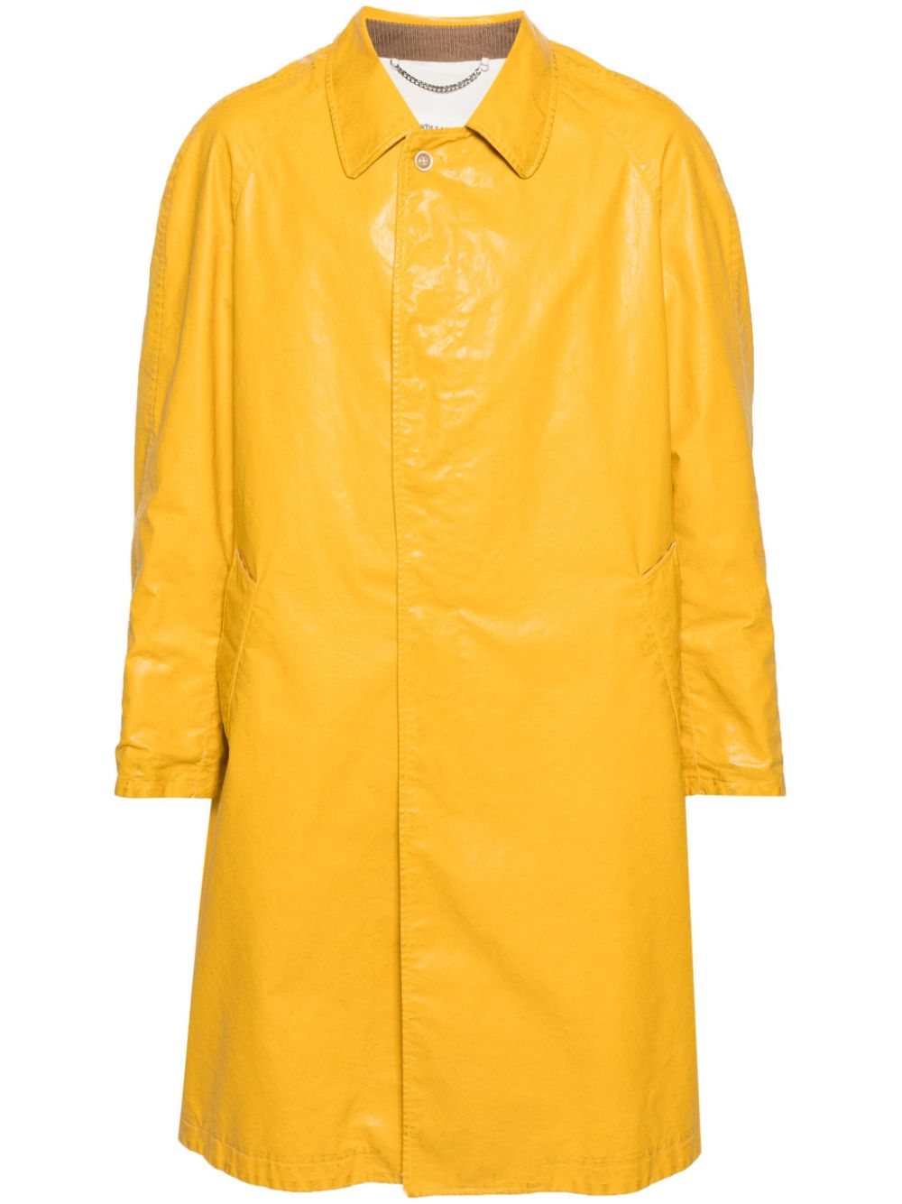 Distressed long trench coat - Yellow