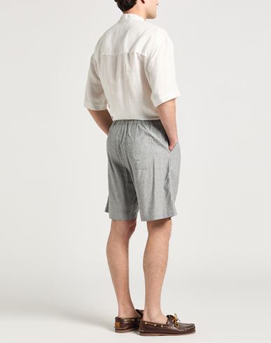 Man Shorts & Bermuda Shorts Grey Size M Cotton, Linen