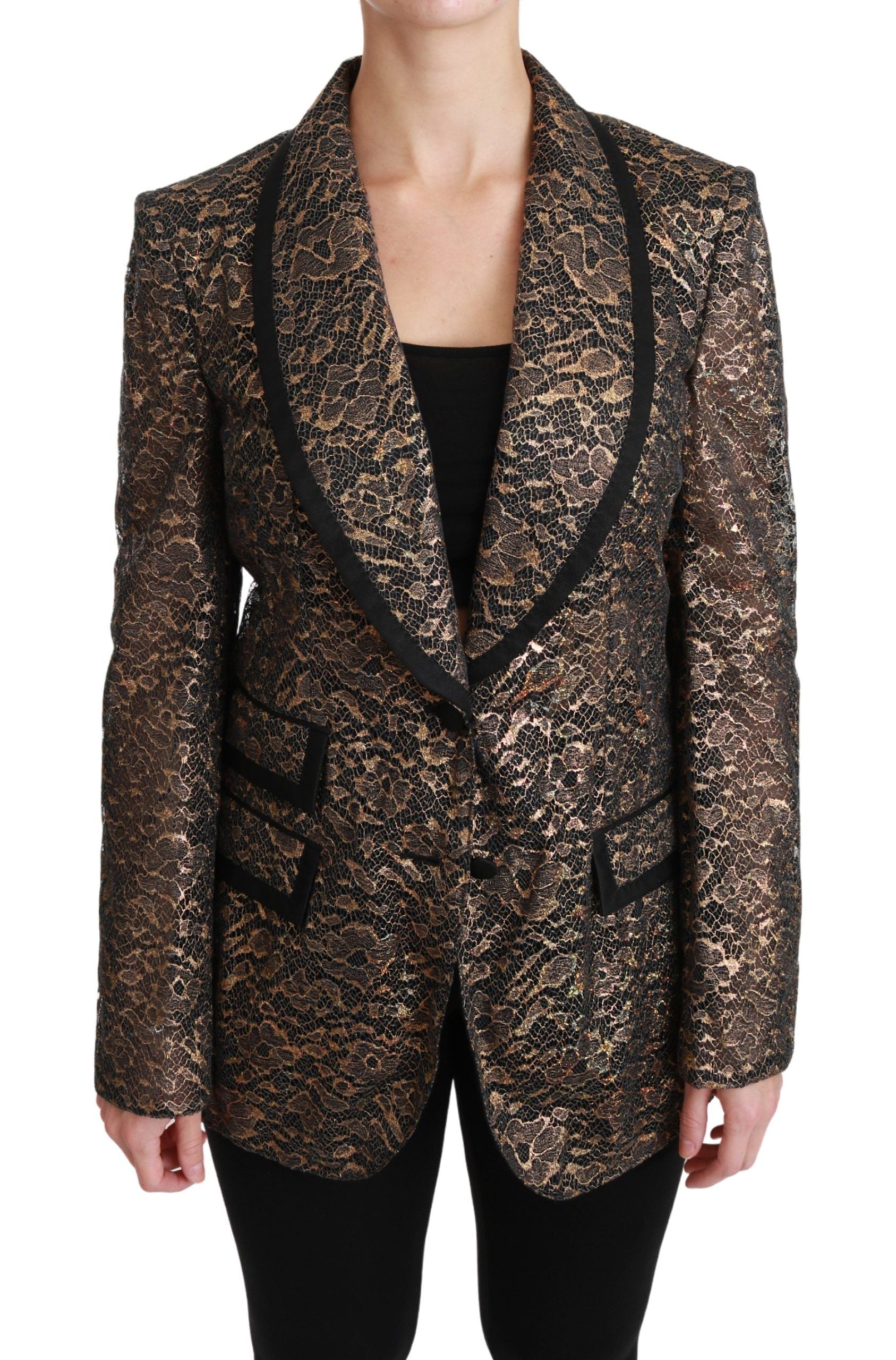 Lace Floral Blazer — Gold
