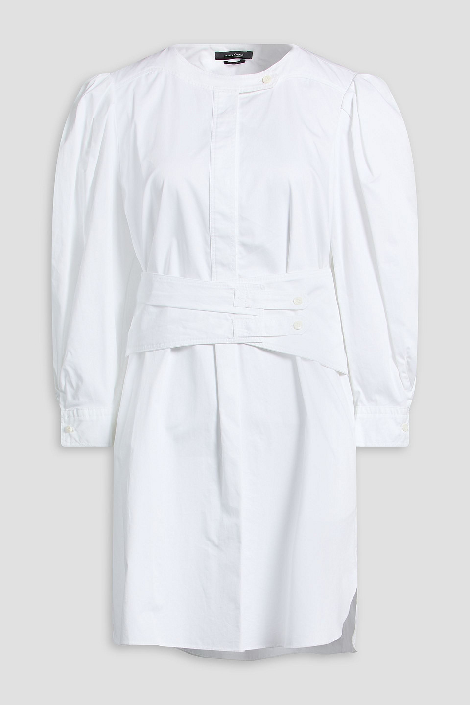 Belted cotton-poplin mini dress - White - FR 40