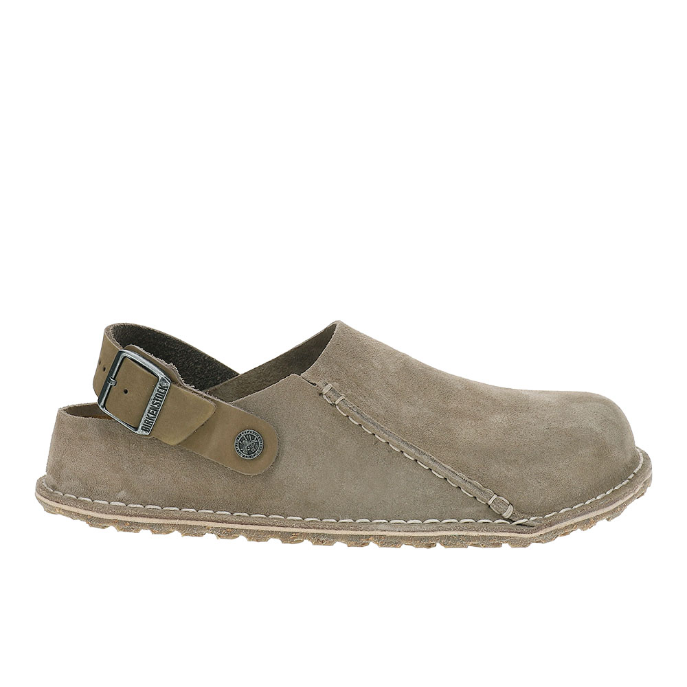 Birkenstock Lutry Premium Suede Leather Unisex Slippers Sandals - Gray Taupe - Size:UK 5