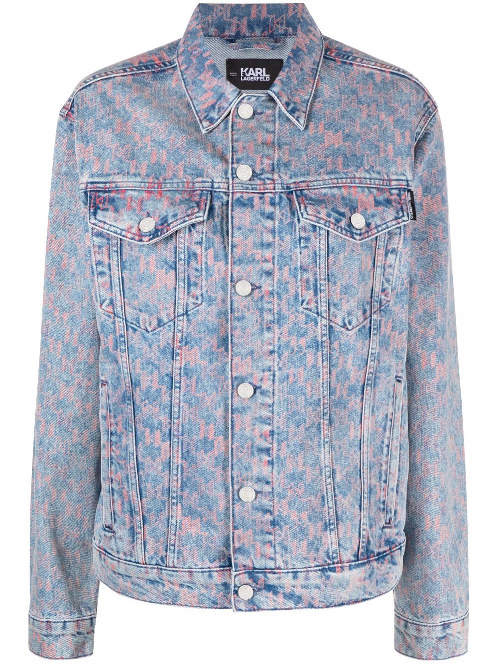 Monogram-print denim jacket - Blue