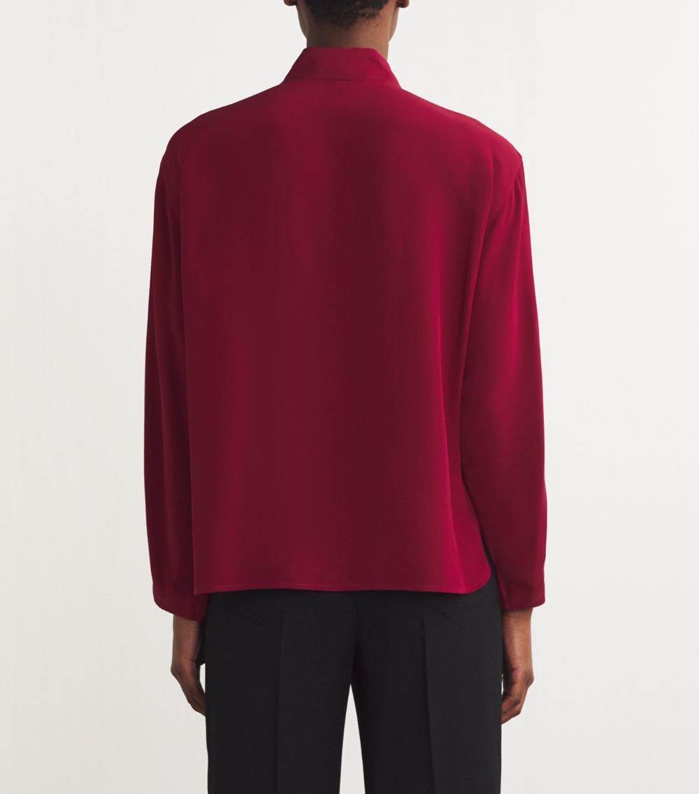 Silk Ruffle-Trim Blouse