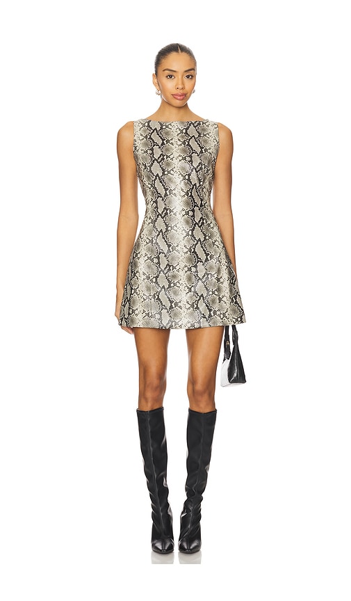 Line & Dot Python Mini Dress in Grey. L. Also in M