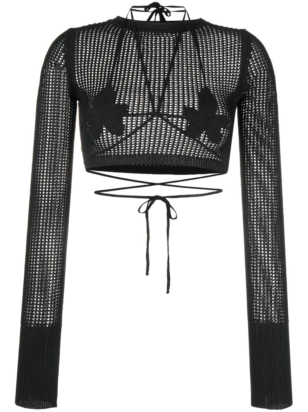 Open-knit crop top - Black