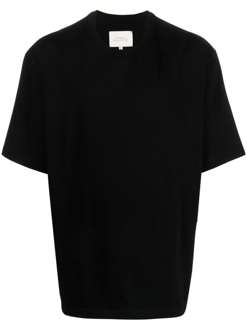 Branded Boxy Fit T-shirt Black cotton boxy fit t-shirt - Lay