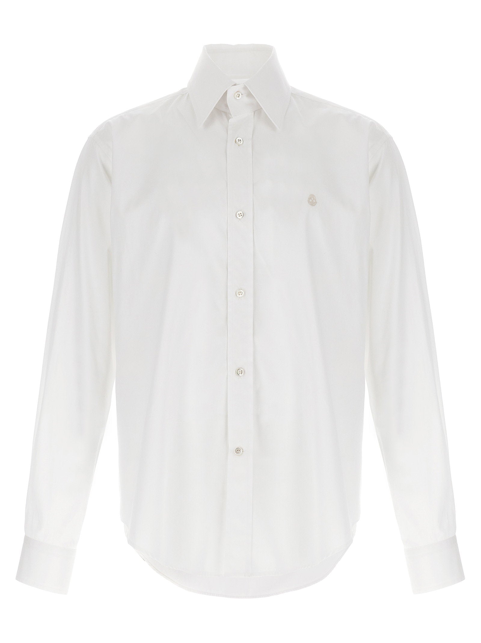 Skull-Embroidered Cotton Poplin Shirt — White