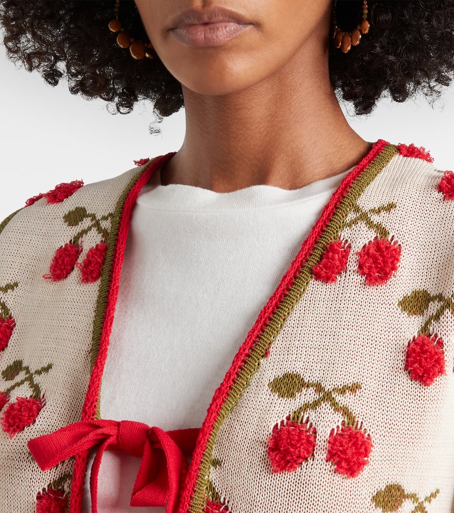 Cherry cotton-blend intarsia vest