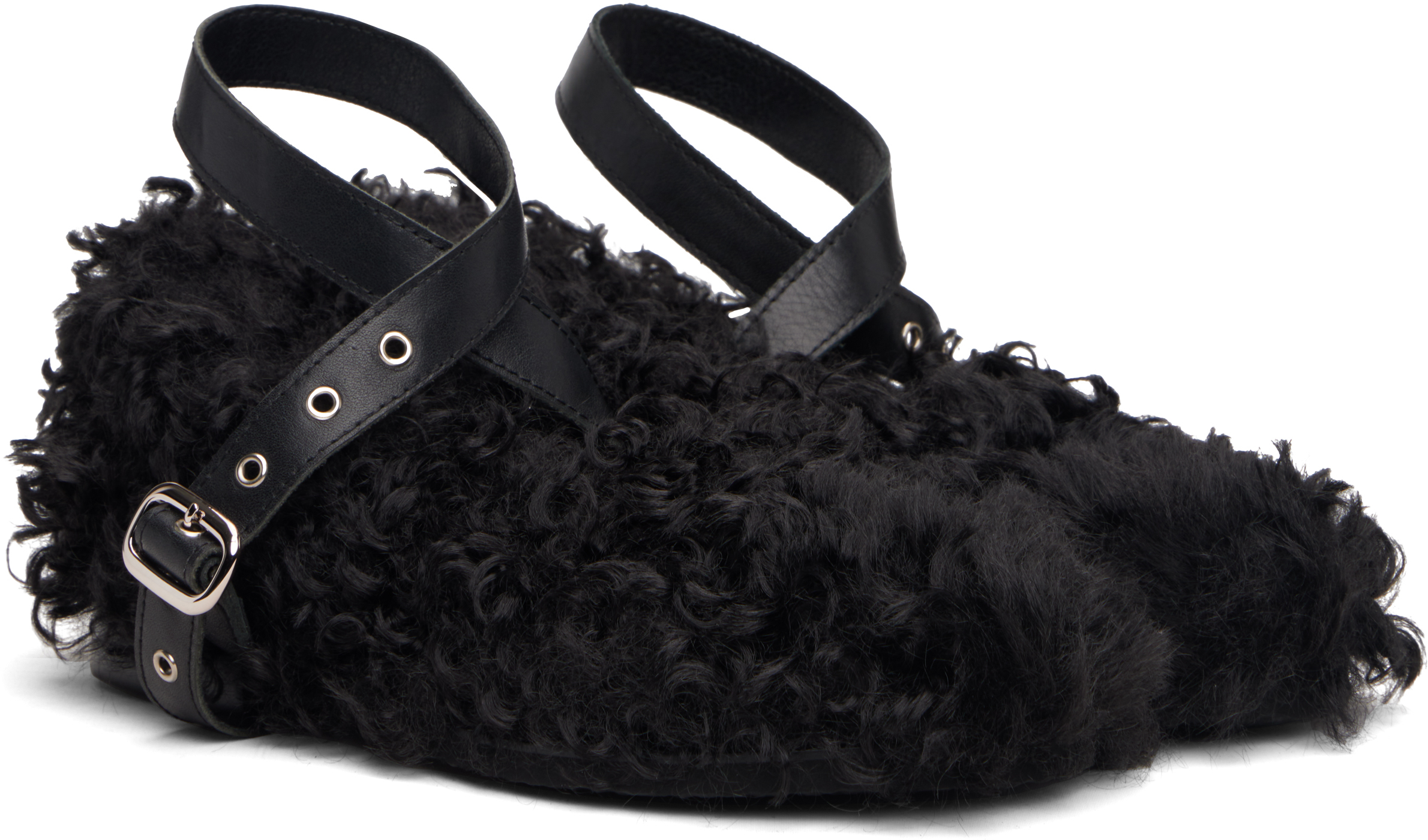Black Strap Toe Ballerina Flats