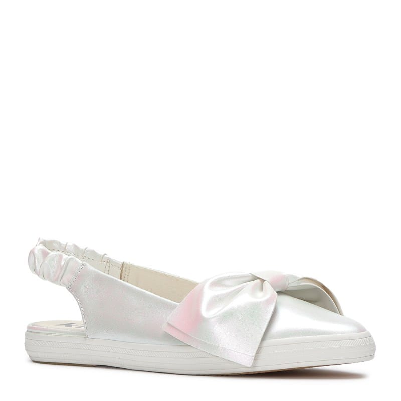 Women's Point Dressy Slingback Flat Shoes (Snow White/Iridescent)