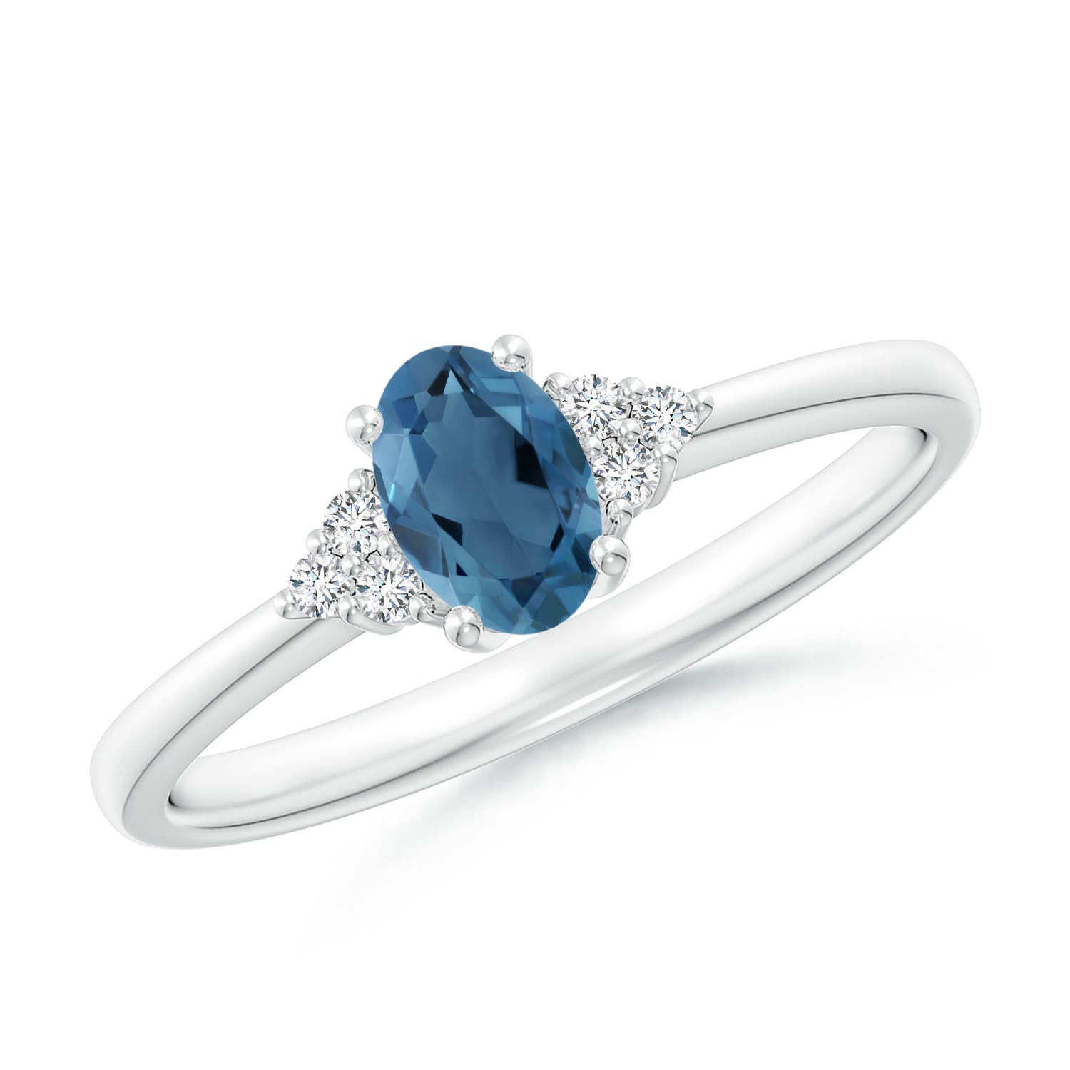 Angara 0.54 Carat Solitaire Oval London Blue Topaz and Diamond Promise Ring in Platinum