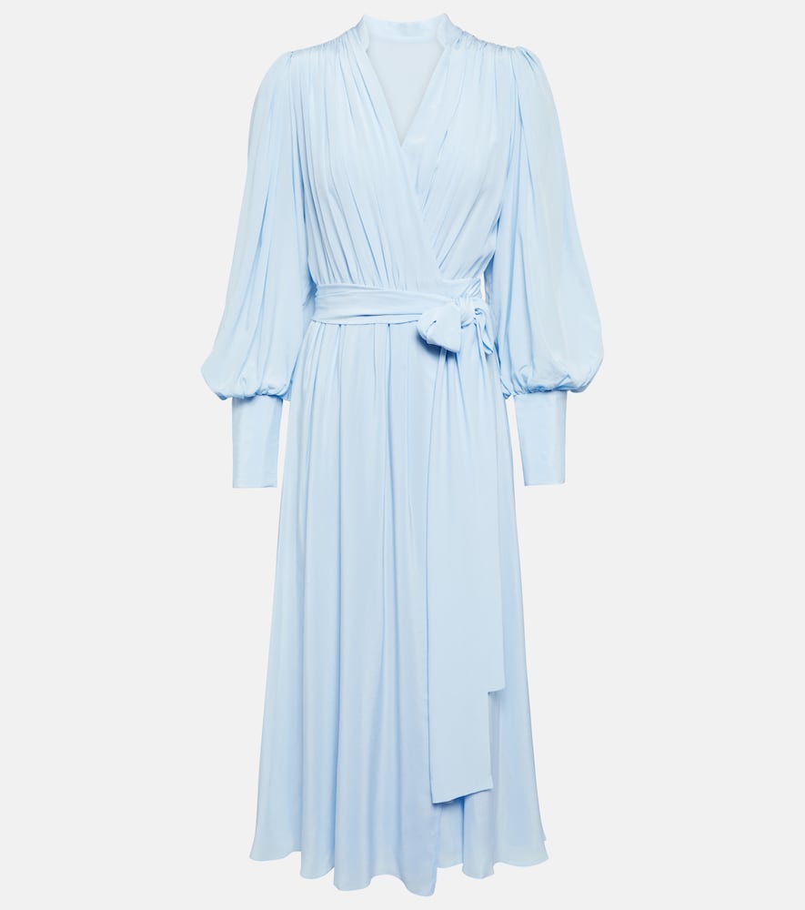 Draped silk midi dress