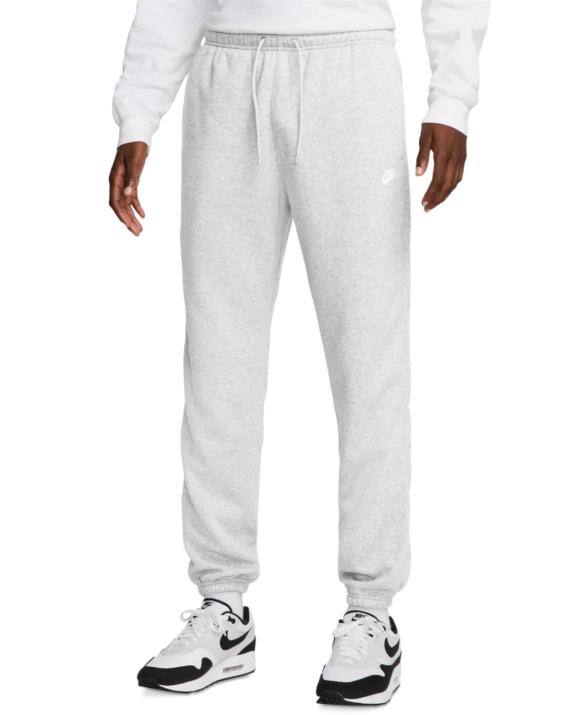 Men's Cuffed Brushed Fleece Logo Sweatpants - Birch Heather/white/white
