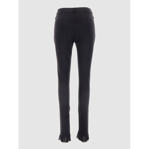 High-waisted fringed-edge leggings - Black