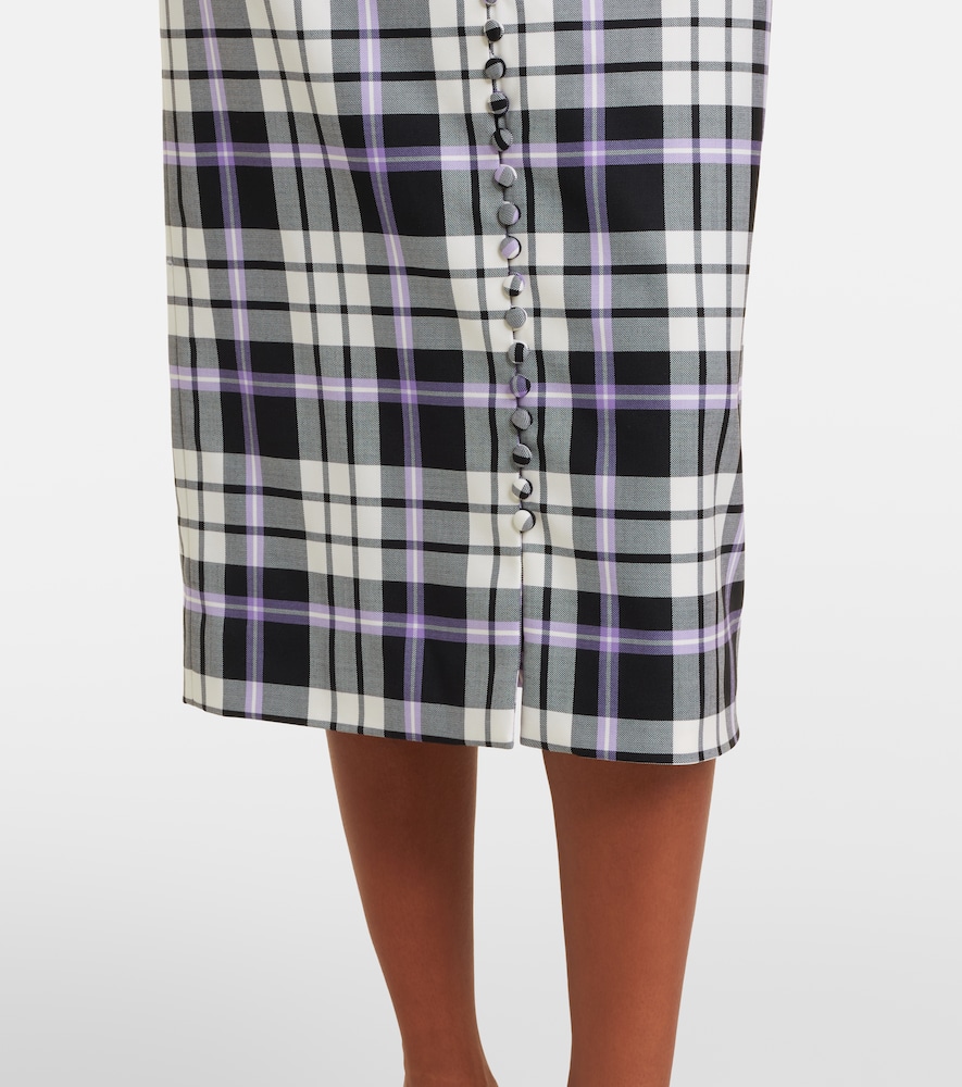 Checked trompe l'ail wool midi dress