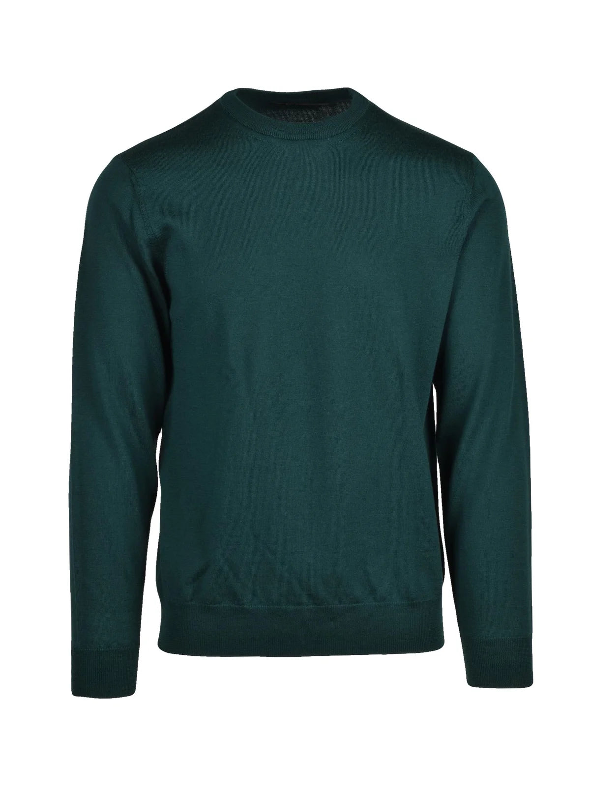 Merino Wool Crew Neck Sweater with Ribbed Details