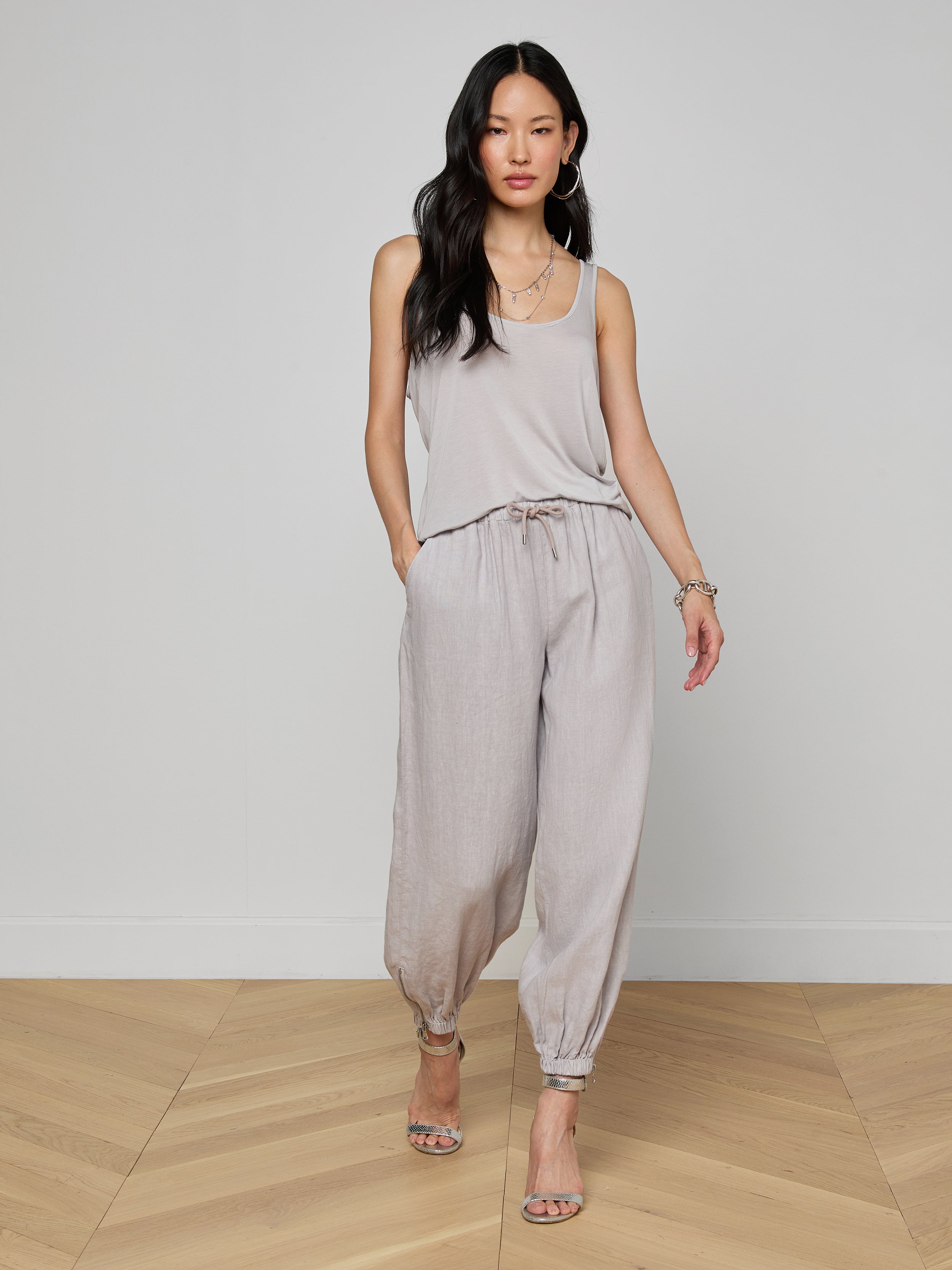 Celia Scoopneck Tank Top In Light Pewter