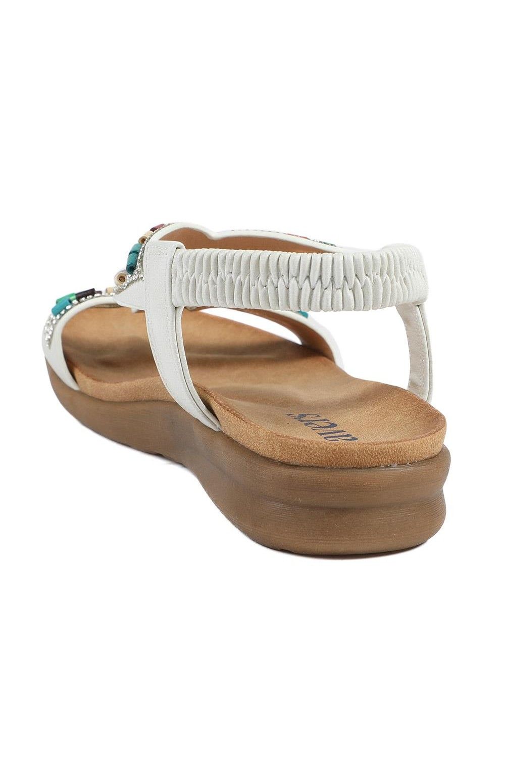 Pavers Women's Elasticated Embellished Slingback Sandals in White