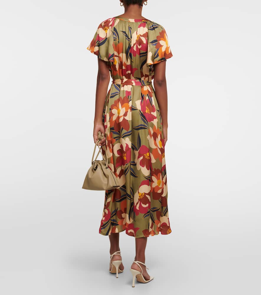 Velvet Francie printed satin midi dress