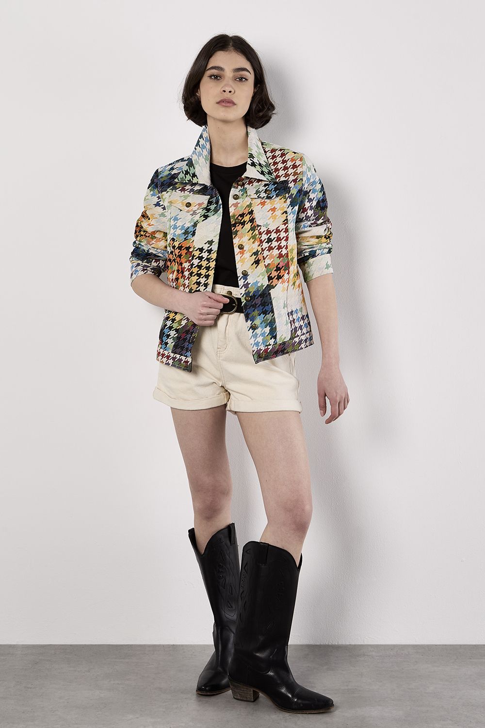 Apricot Colourful Dogtooth Jacket