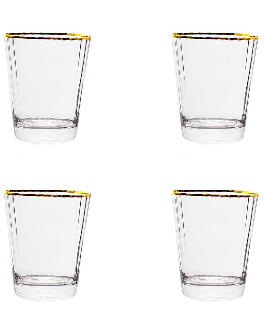 Set of 4 Grace Gold Rim Glassware: Double Old Fashioned