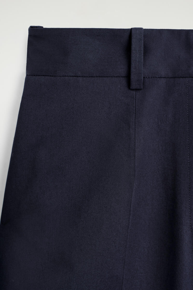 Cotton-Twill Wide-Leg Turn-Up Pants