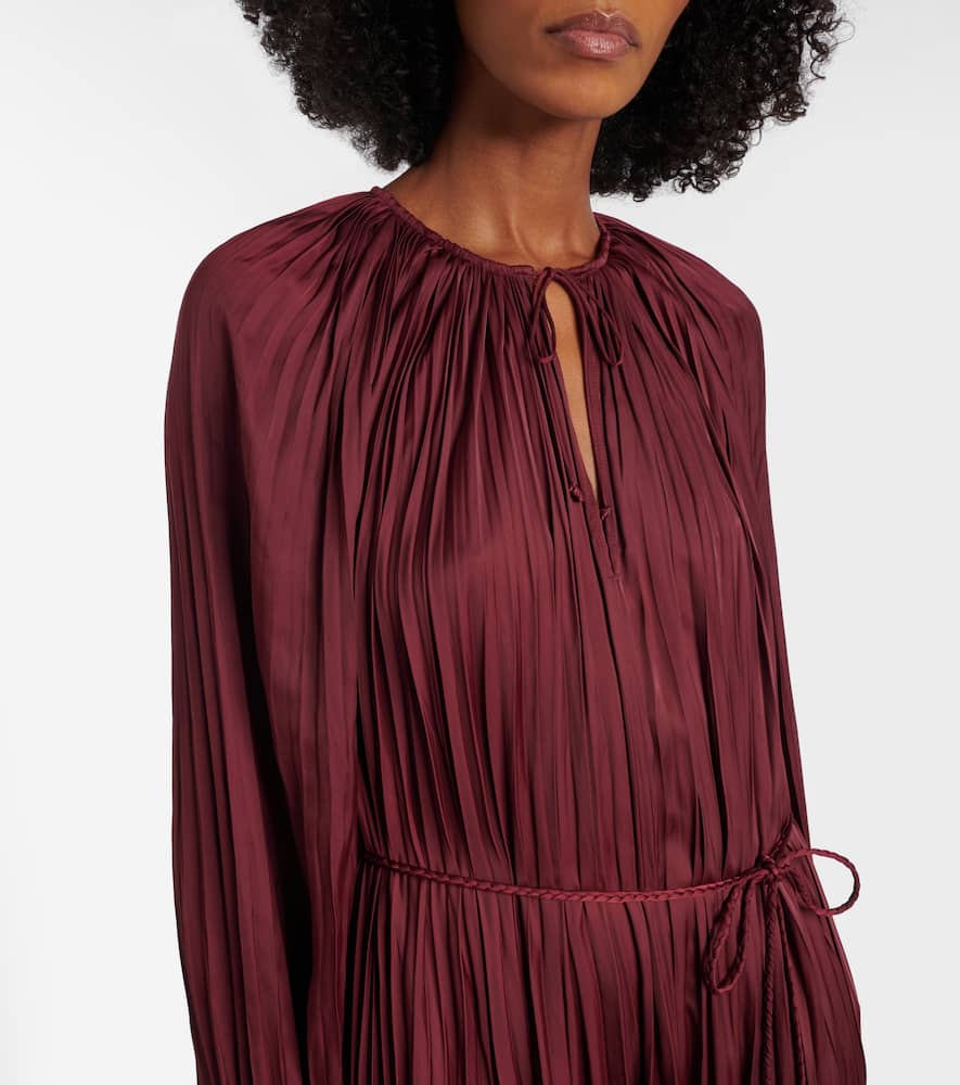 Alexia satin plissé midi dress