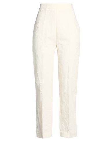 Woman Pants Ivory Size 6 Cotton, Linen