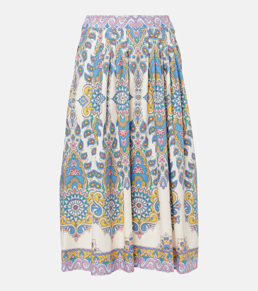 Paisley cotton midi skirt
