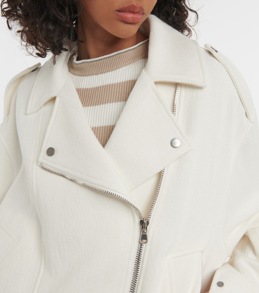 Cotton and linen biker jacket