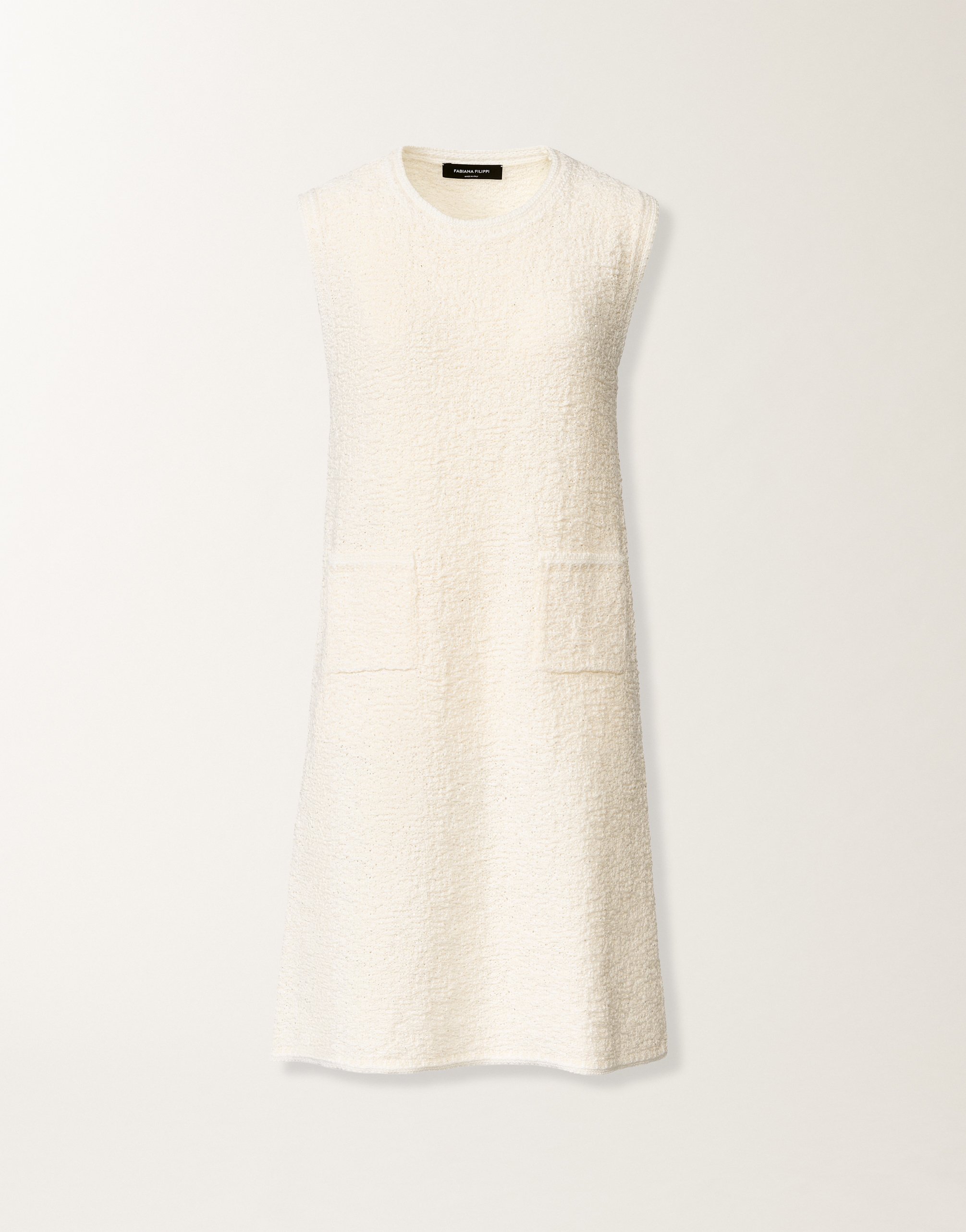 Cotton tweed dress with sequins, butter