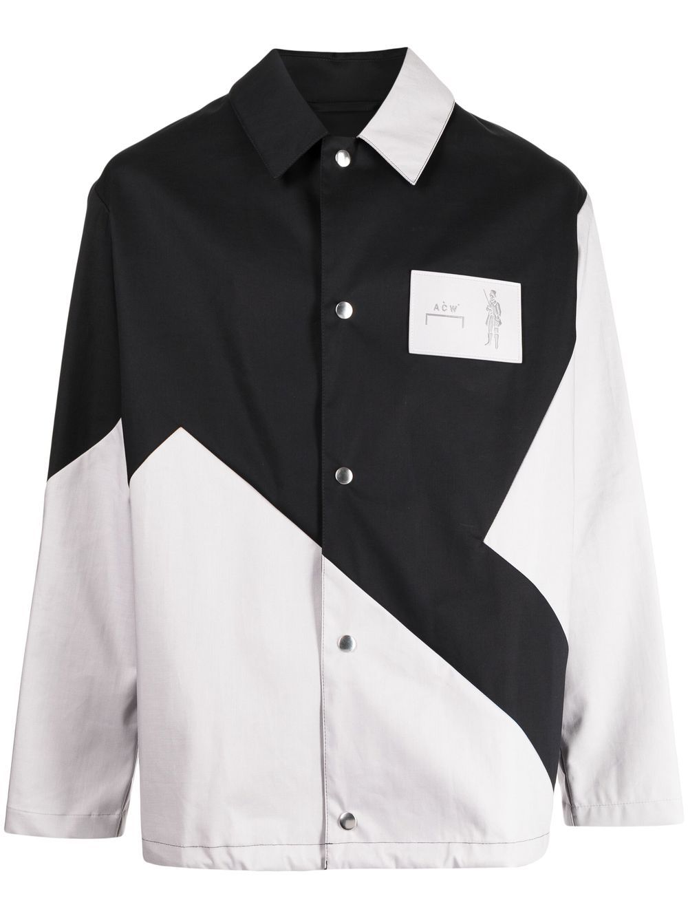 Colour-block panelled shirt jacket