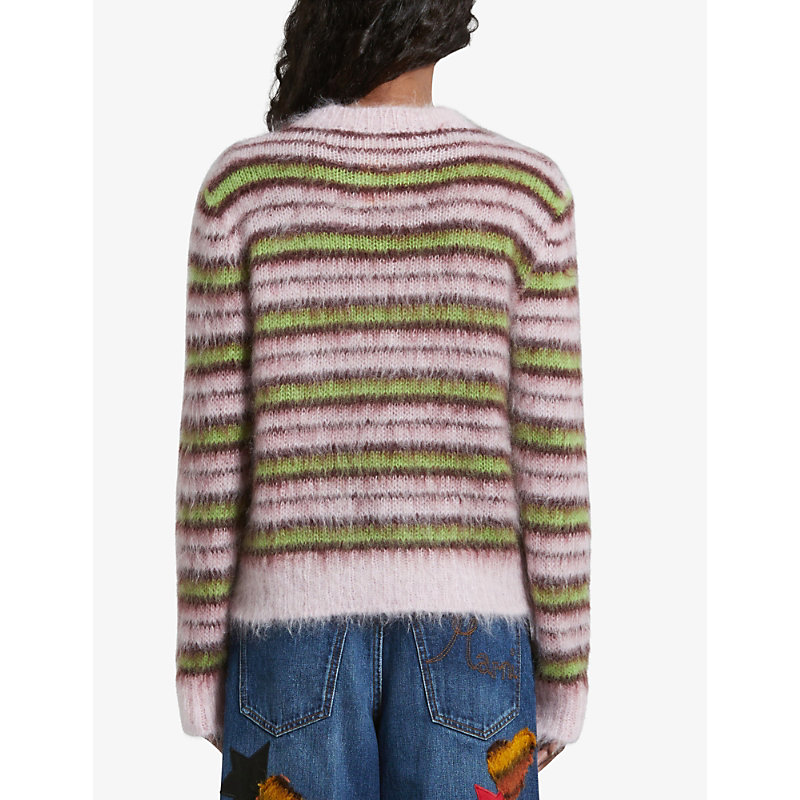 Womens Quartz Striped-pattern Ribbed-trim Wool-blend Jumper 10