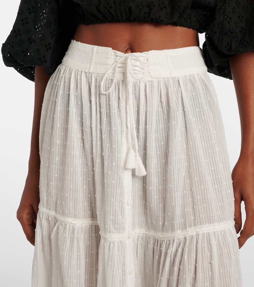 Tiered cotton maxi skirt