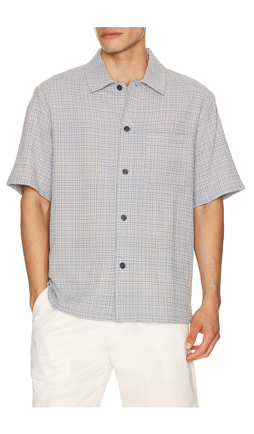 Theory Mini Texture Check Shirt in Bering Multi - Grey,Slate. XXL/2X also in S, M, L, XL/1X