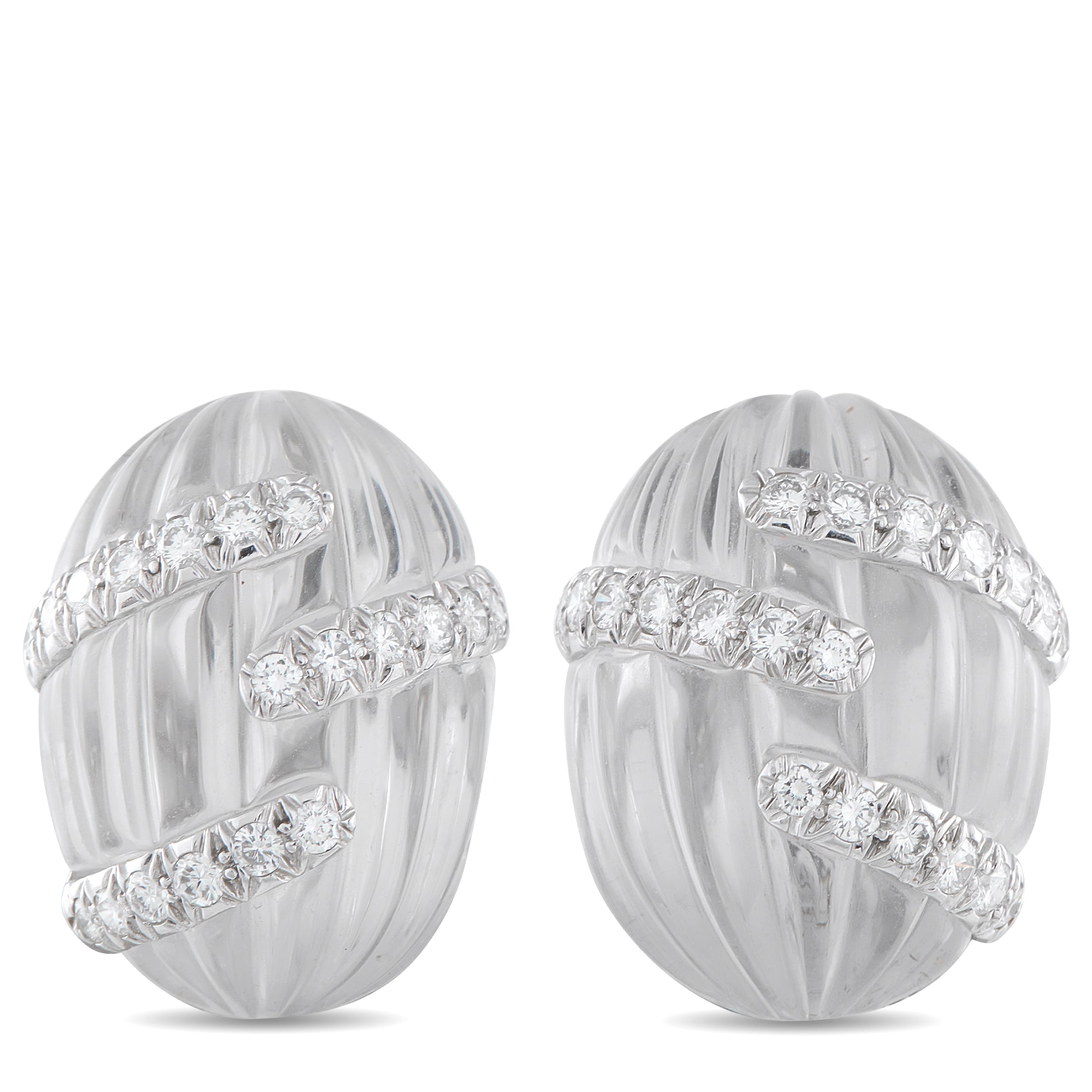 18K White Gold 3.0ct Diamond and Rock Crystal Earrings DW12-011326